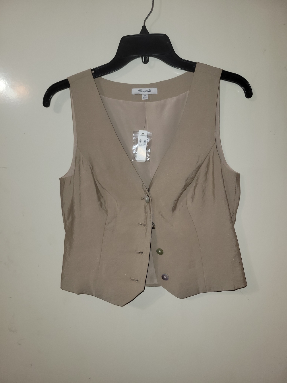 Madewell Beige Women's V-Neck Tailored Vest